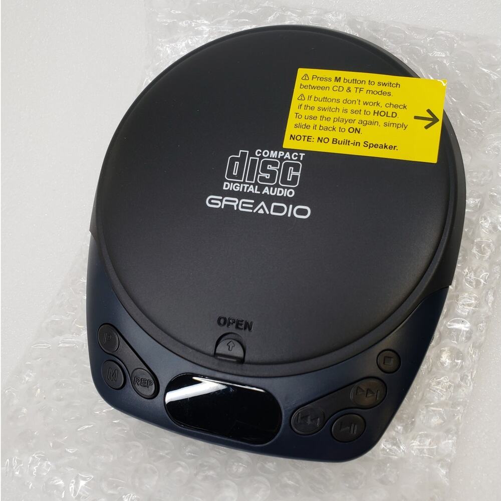 GREADIO Portable CD Player Model CD 40 Rechargeable Personal Discman Black